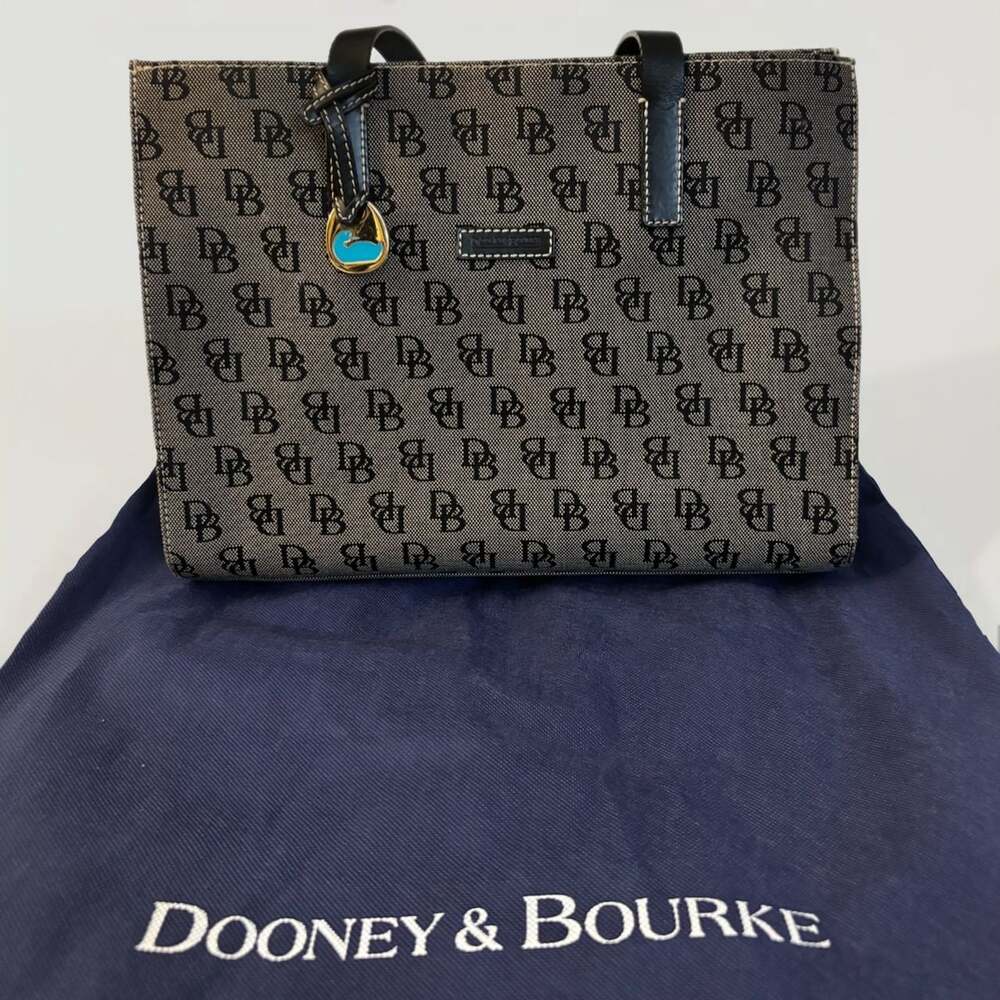 Dooney & Bourke Signature Monogram East West Tote Bag in Black and Grey Canvas